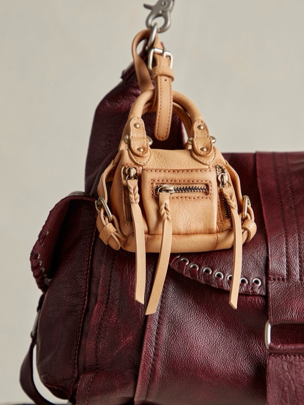 We The Free Leigh Distressed Hobo-Blackberry w/ Micro Emerson & Strawberry Charm - Picture 2 of 16